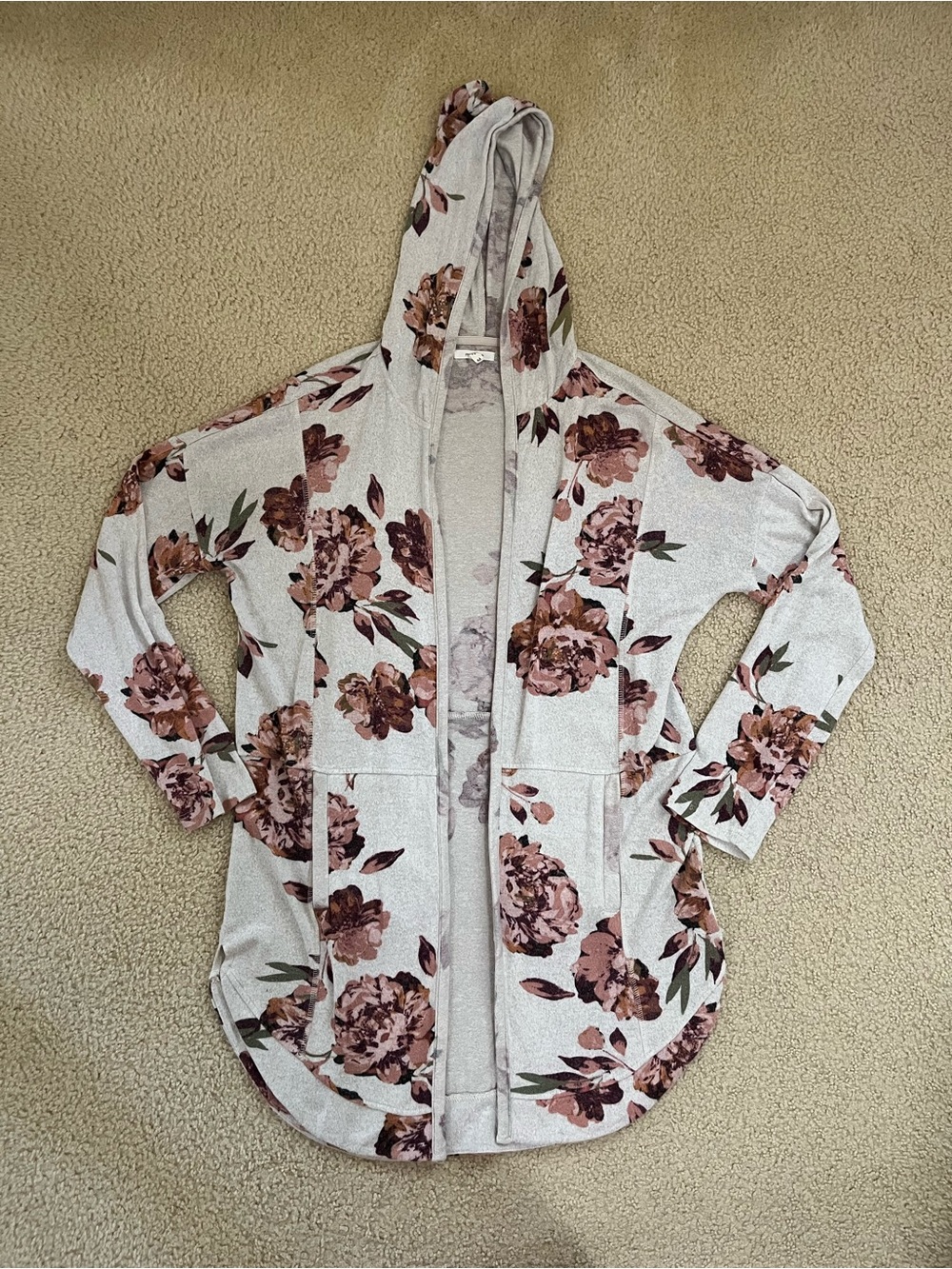Maurices Floral Hooded Sweater Cardigan - Medium